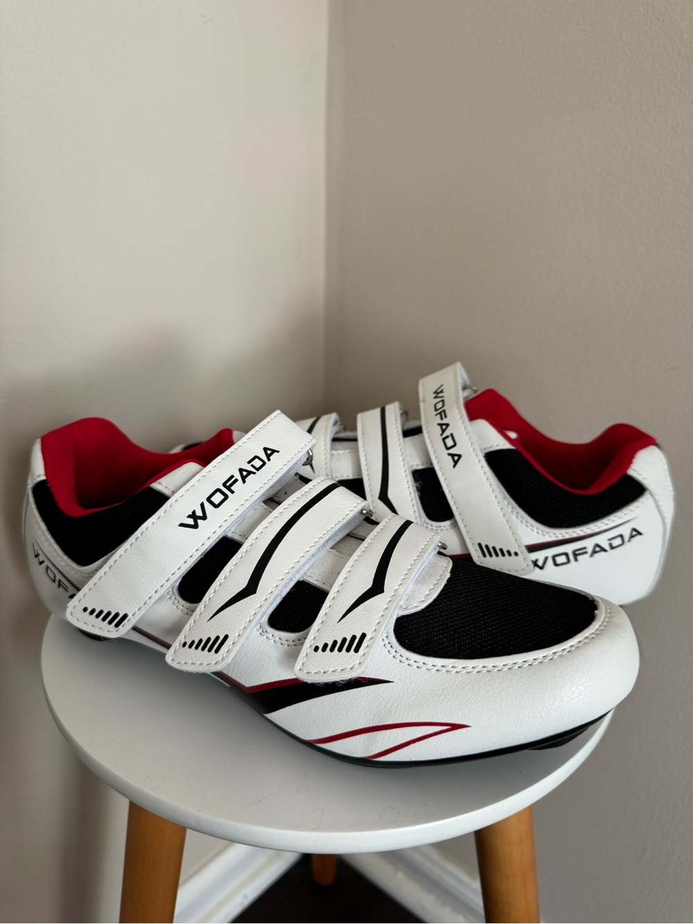 Women’s White Black Red Athletic Cycling Shoes